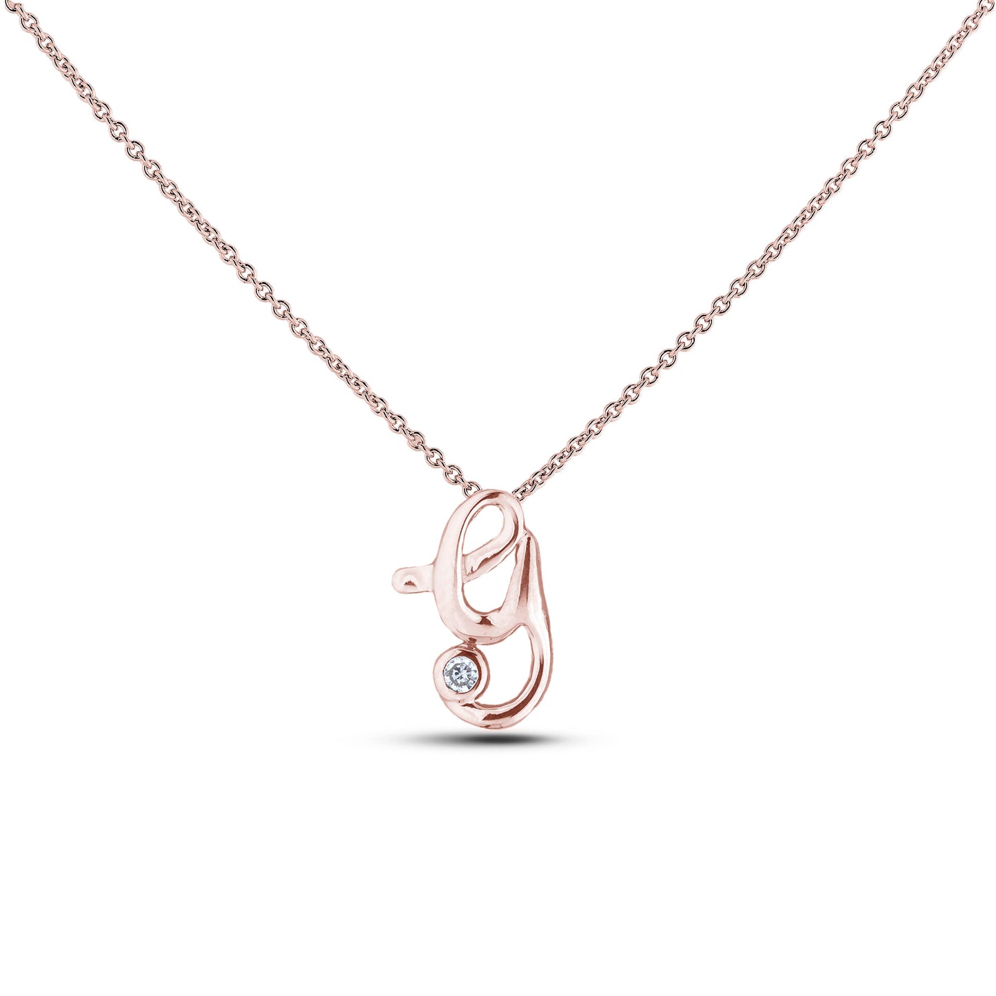 Canadian Diamond Letter Necklace - Rose Gold