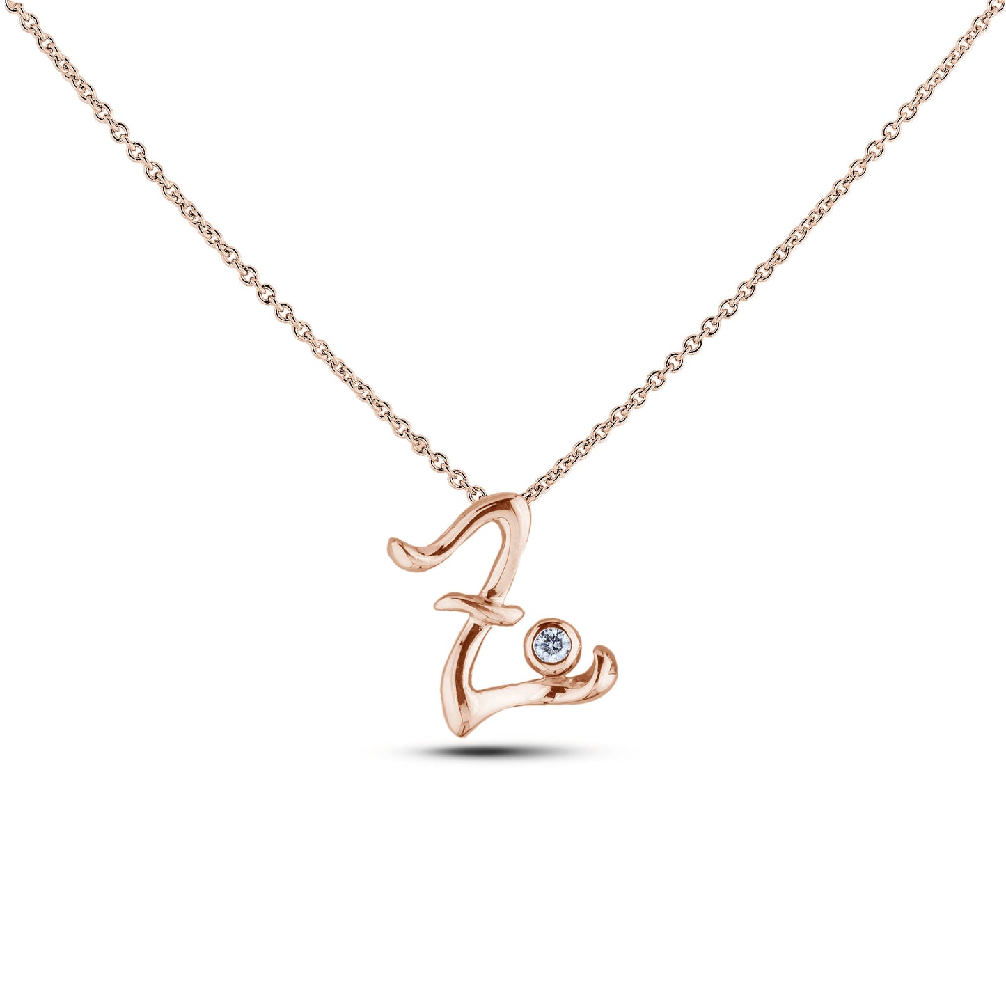 Canadian Diamond Letter Necklace - Rose Gold