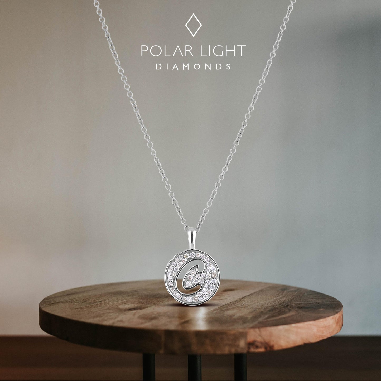 10K Gold 0.18 Cttw Pavé Canadian Diamond Alphabet Initial Pendant and Chain in Rose, White, and Yellow Gold - Choice of Alphabets