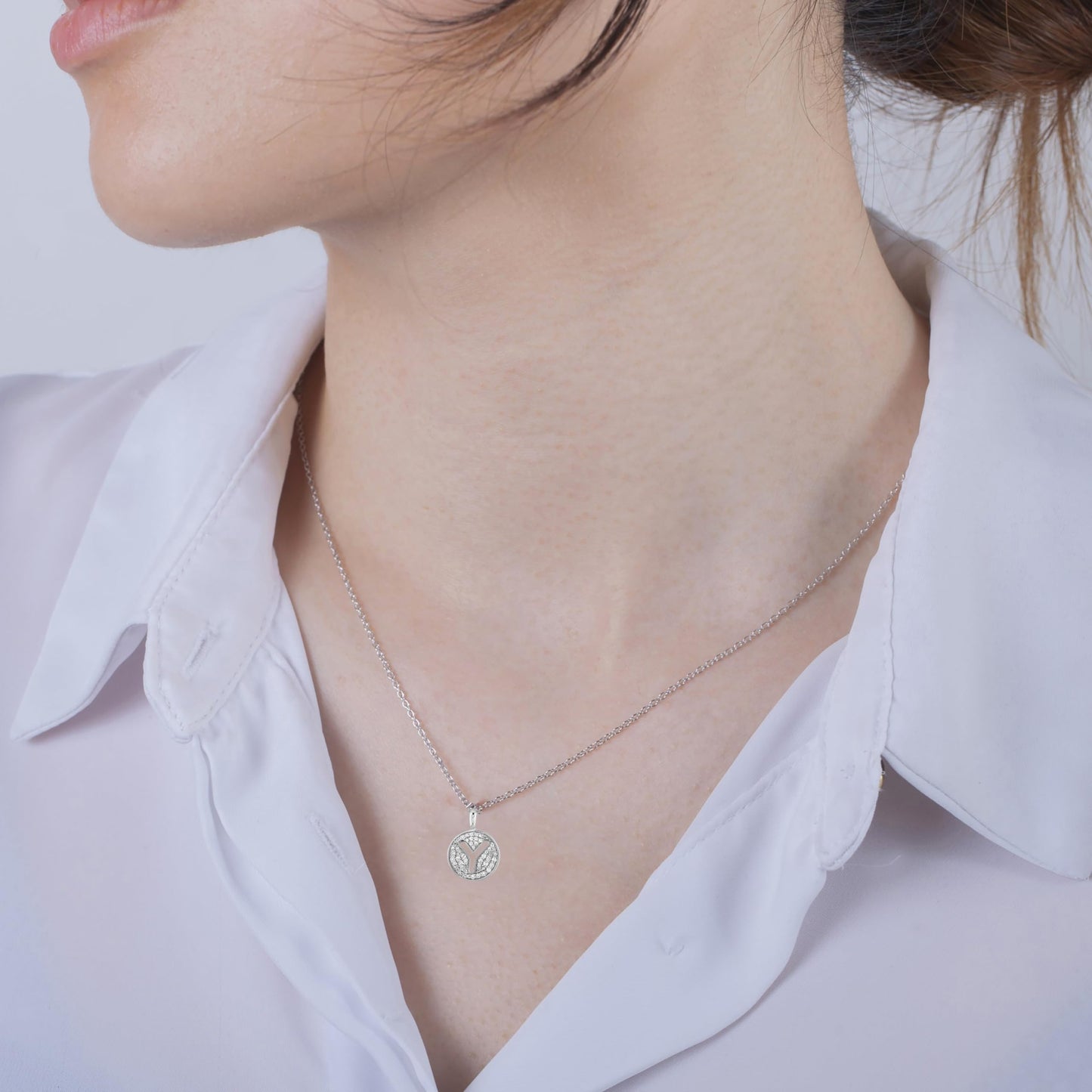 10K Gold 0.18 Cttw Pavé Canadian Diamond Alphabet Initial Pendant and Chain in Rose, White, and Yellow Gold - Choice of Alphabets
