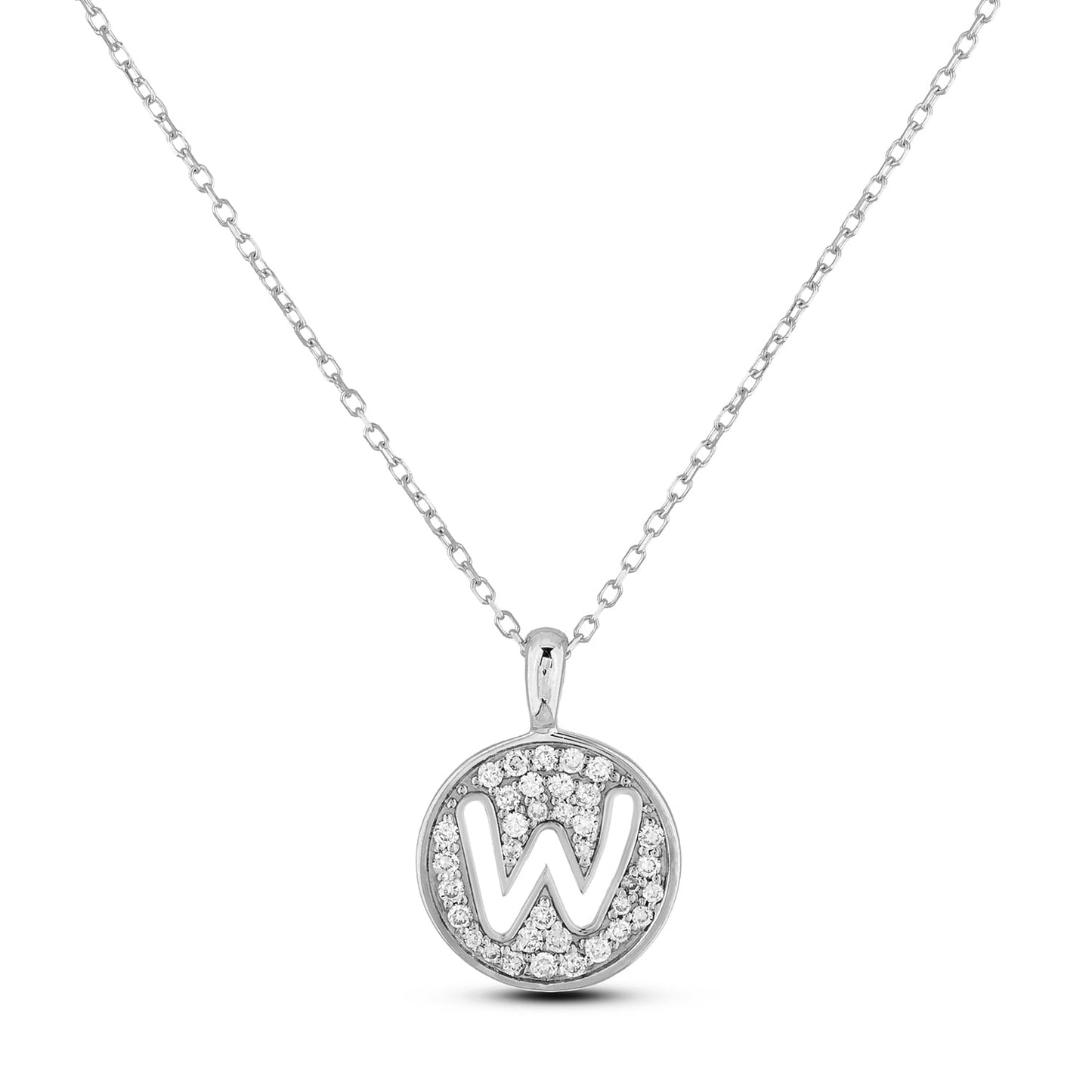 10K Gold 0.18 Cttw Pavé Canadian Diamond Alphabet Initial Pendant and Chain in Rose, White, and Yellow Gold - Choice of Alphabets