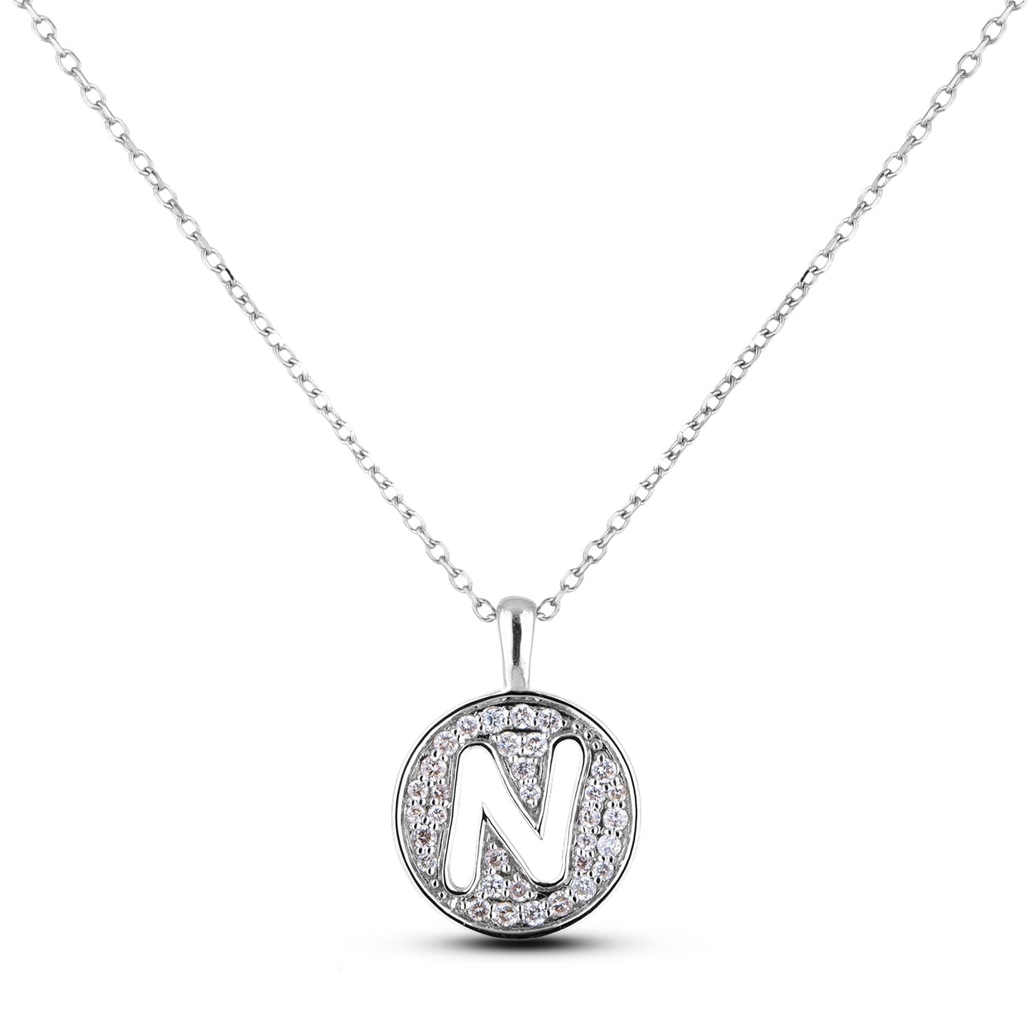 10K Gold 0.18 Cttw Pavé Canadian Diamond Alphabet Initial Pendant and Chain in Rose, White, and Yellow Gold - Choice of Alphabets
