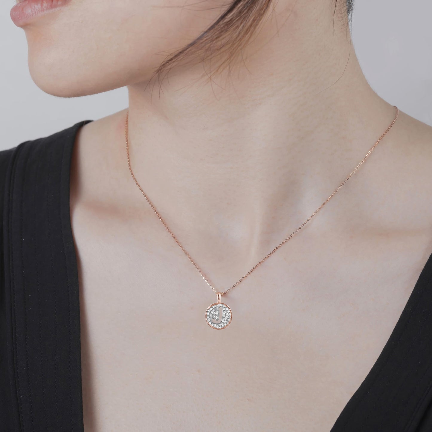 10K Gold 0.18 Cttw Pavé Canadian Diamond Alphabet Initial Pendant and Chain in Rose, White, and Yellow Gold - Choice of Alphabets