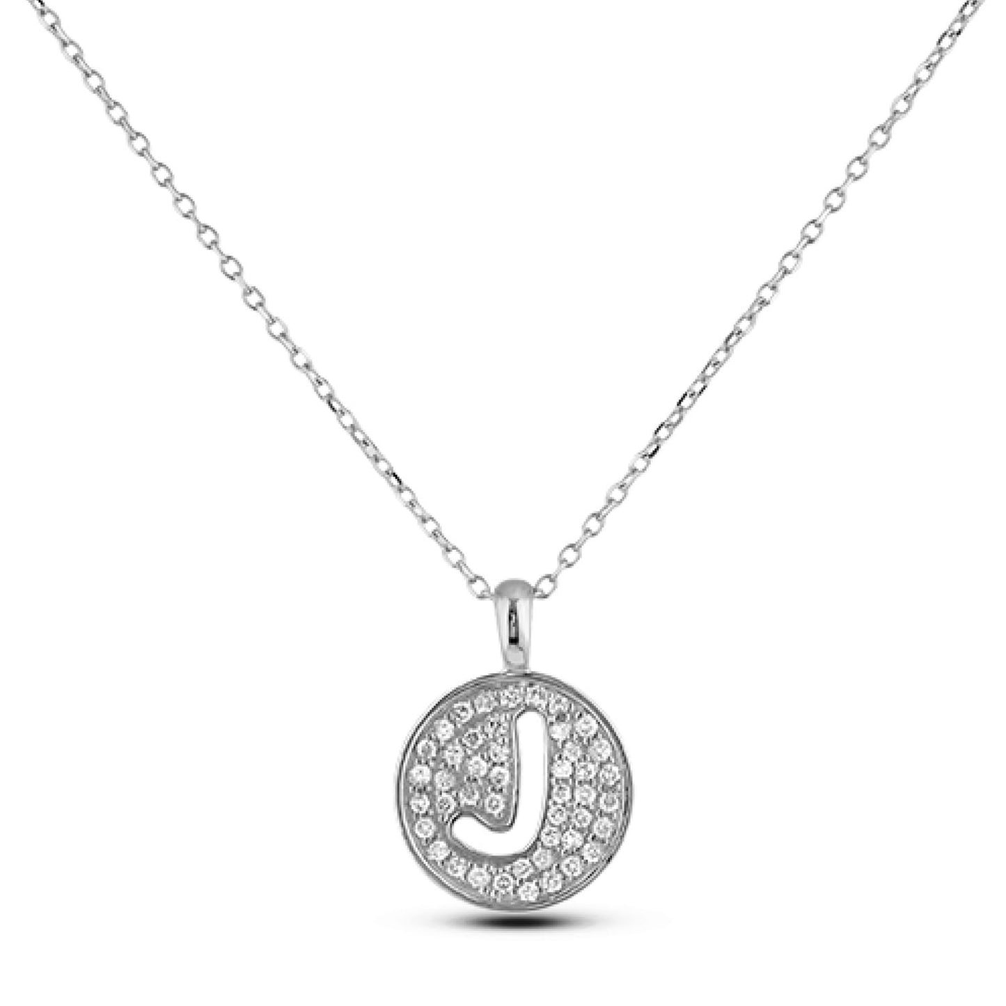 10K Gold 0.18 Cttw Pavé Canadian Diamond Alphabet Initial Pendant and Chain in Rose, White, and Yellow Gold - Choice of Alphabets