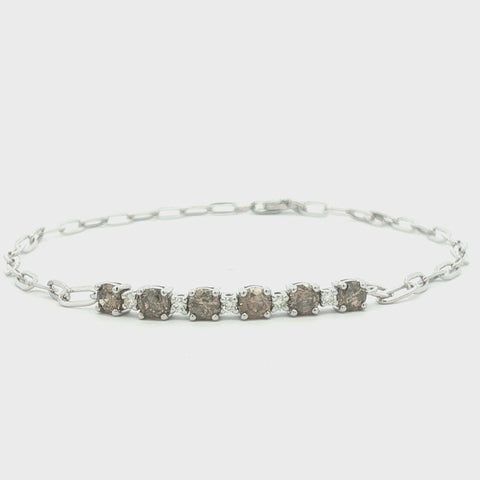 full spinning video of Sterling Silver Canadian Brown Diamond Paperclip 7.5" Bracelet