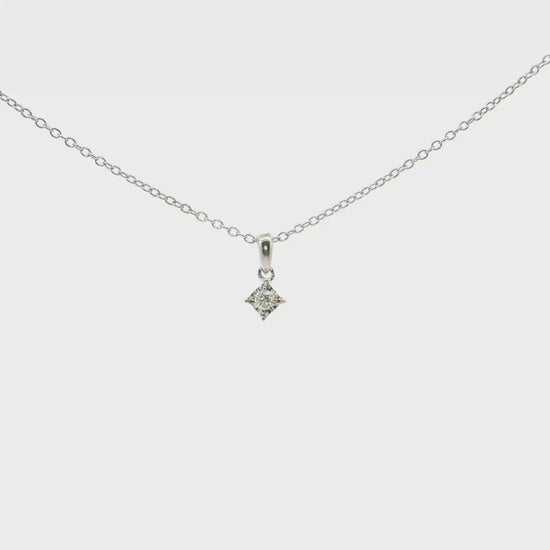 Polar Light Diamonds Sterling Silver 0.05 Ct Canadian Diamond Miracle-Set Solitaire Pendant and Chain Necklace (H-I Color, SI2-I1 Clarity) rotating close up video 