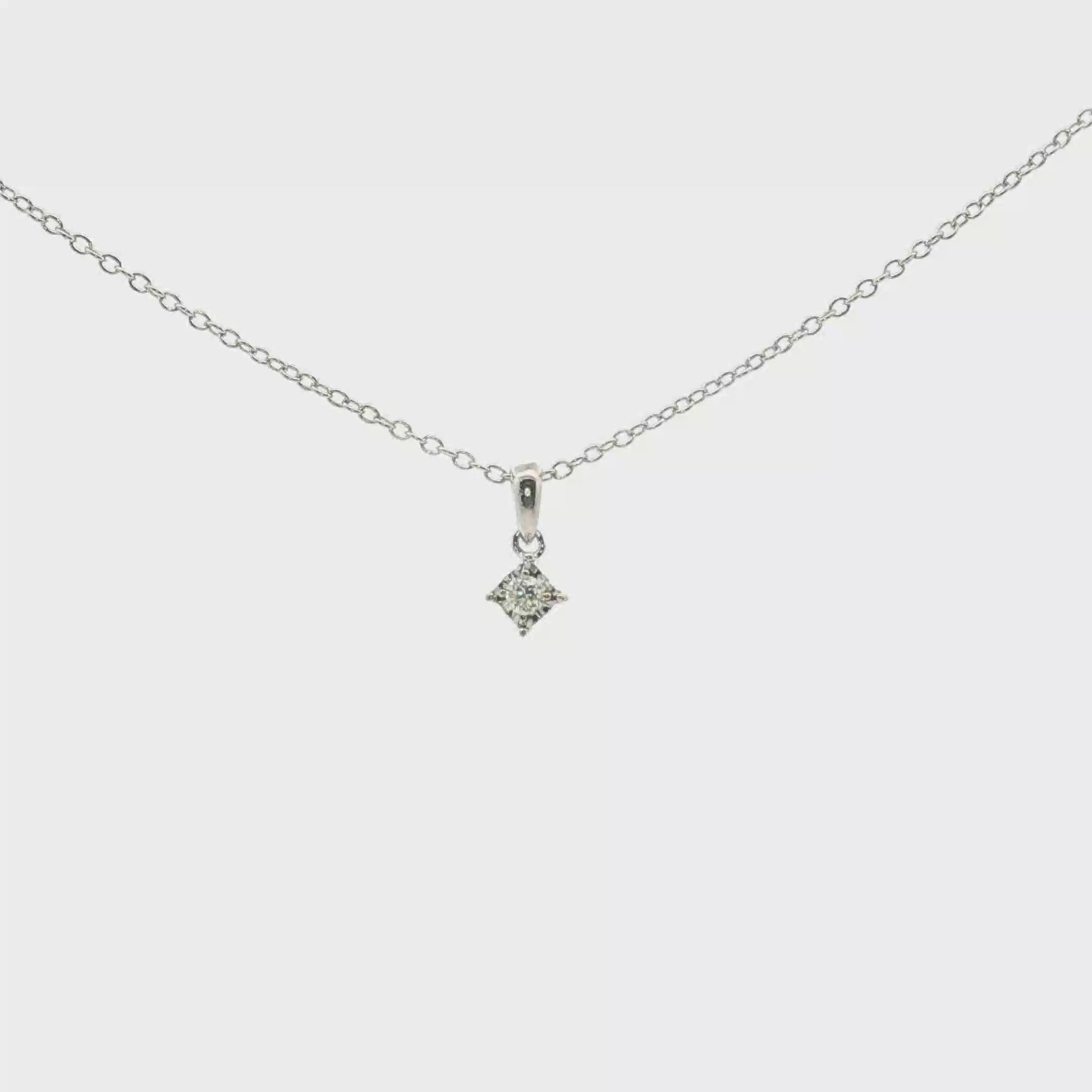 Polar Light Diamonds Sterling Silver 0.05 Ct Canadian Diamond Miracle-Set Solitaire Pendant and Chain Necklace (H-I Color, SI2-I1 Clarity) rotating close up video 