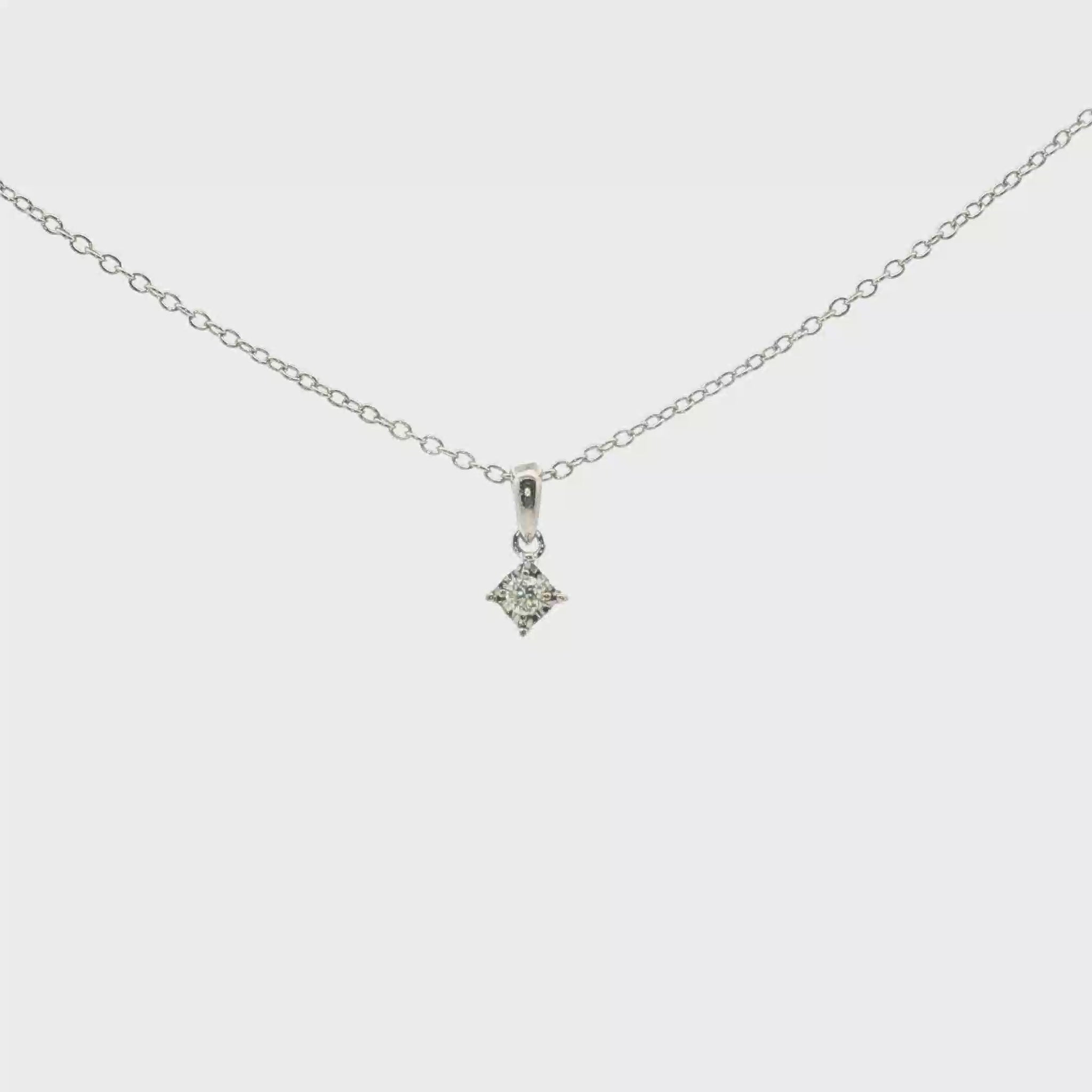 Polar Light Diamonds Sterling Silver 0.05 Ct Canadian Diamond Miracle-Set Solitaire Pendant and Chain Necklace (H-I Color, SI2-I1 Clarity) rotating close up video 